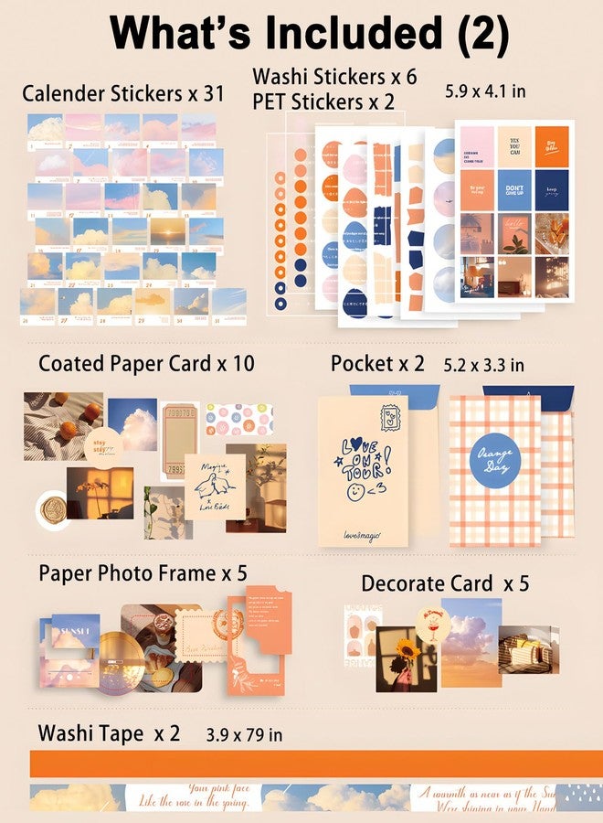 JOYCHOIC Scrapbooking Kit, Sunset Journaling Supplies, Junk Journal Materials, Large Aesthetic Scrapbook Collection for Women, Stationery DIY Arts Craft, Adults - Image 5