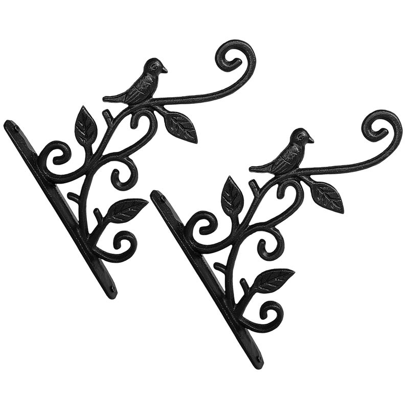 2Pcs Wall Hook Hanging Plant Bracket Garden Brackets Hanging Flower Pot Lantern Bird Feeder Hangers - Image 1