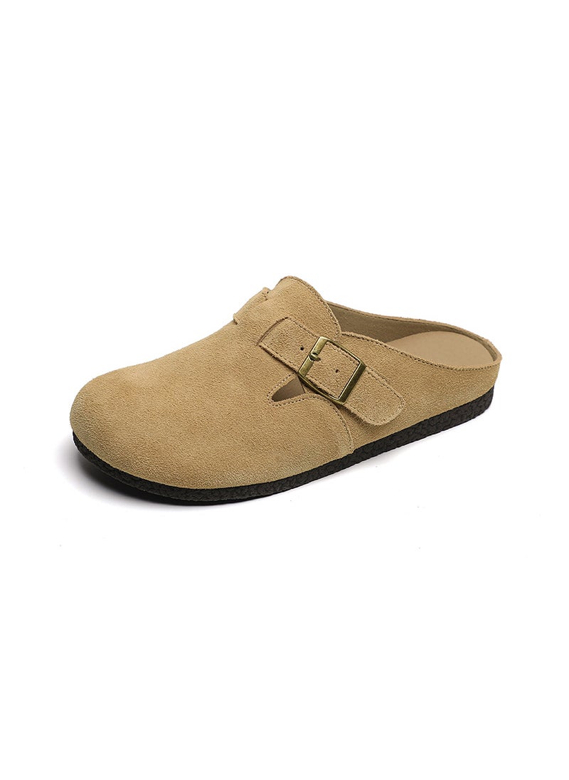 Generic - Genuine Leather Birkenstock-Inspired Slip-Ons for Women Spring/Fall 2024 Apricot - Image 1