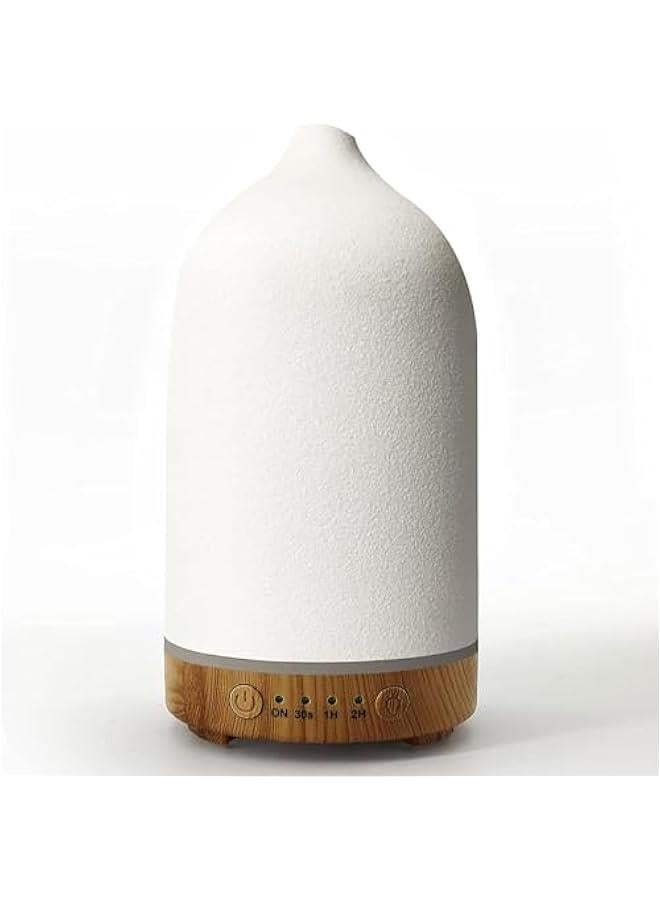 MIXDE Essential Oil Diffuser Humidifiers,Aromatherapy Diffuser, Ceramic Wood Grain Diffusers for Oils,7-Color Night Light Aroma Home,Office and Trip (White, 250ml) - Image 1