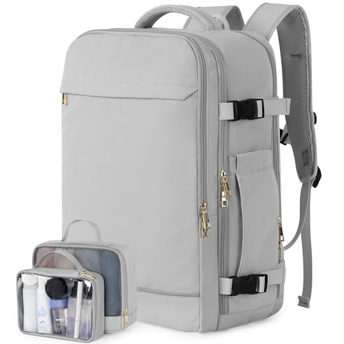 Sinaliy Travel Backpack, 40L 17 inch Laptop Travel Backpack Carry on Flight Approved, Personal Item Travel Bag, Waterproof Backpack for College, School, Business, Weekend, Work, Gray - Image 1