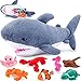Zomiboo 18 Inch Great Shark Plush with 7 Pcs of Soft Stuffed Sea Animals Include Manta Ray Seahorse Crab Clown Fish Turtle Octopus and Lobster Gift for Friend - Image 4