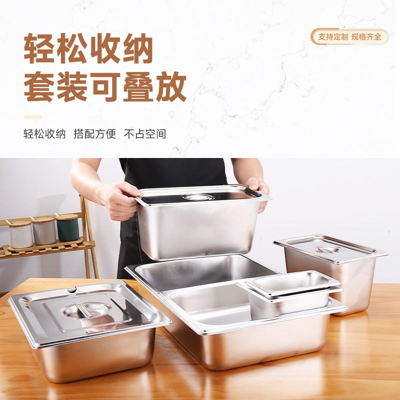 304 Stainless Steel Parts Basin Box Fraction Box Dining Basin Meal Box Dining Car Dining Basin Square Basin Square Plate - Image 4