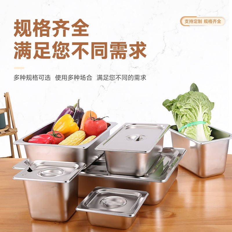 304 Stainless Steel Parts Basin Box Fraction Box Dining Basin Meal Box Dining Car Dining Basin Square Basin Square Plate - Image 3