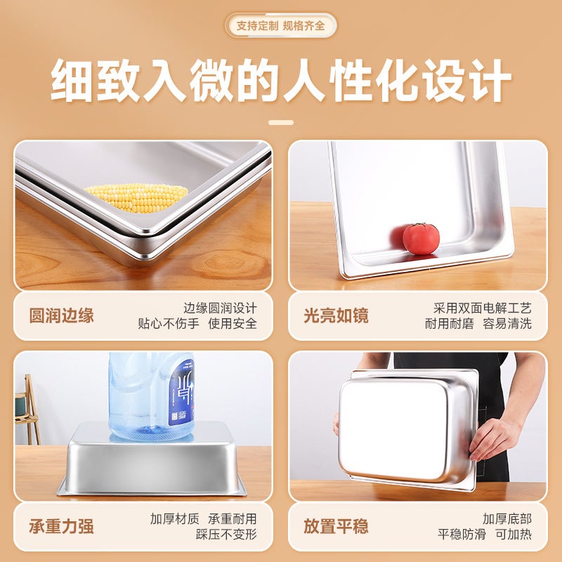 304 Stainless Steel Parts Basin Box Fraction Box Dining Basin Meal Box Dining Car Dining Basin Square Basin Square Plate - Image 5