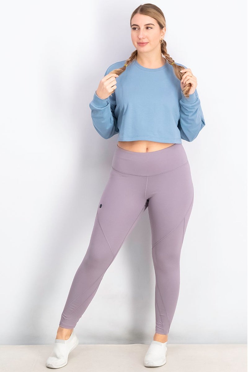 XOXO Women Crew Neck Long Sleeve Plain Top, Blue - Image 4