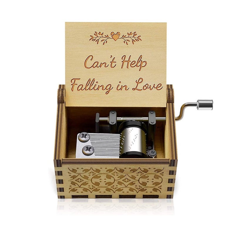 Wooden hand-cranked music box fall in love uv painted music box for nostalgic handmade gifts stall ornaments wholesale Wood Love Love River 1 - Image 4
