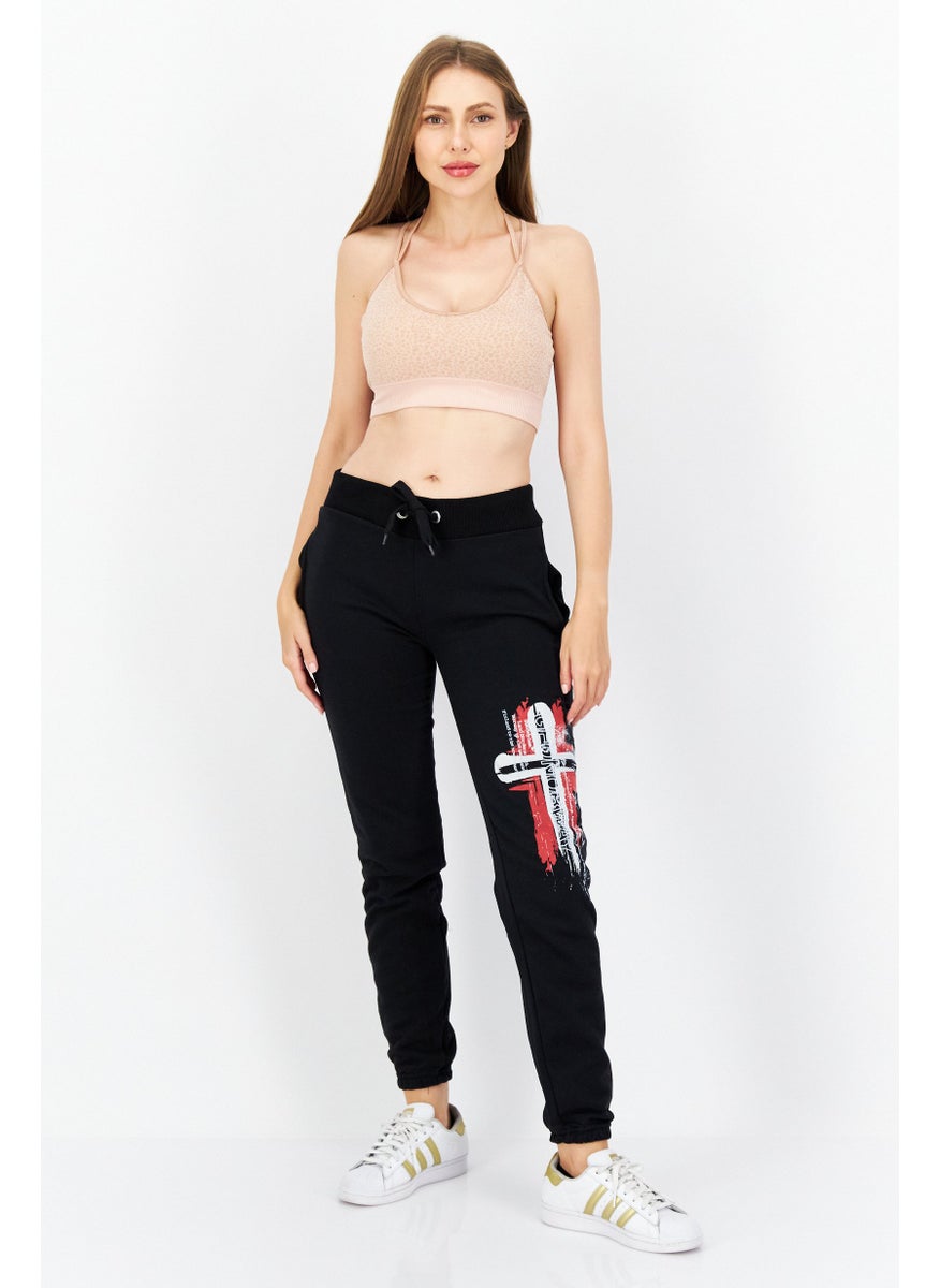 GEOGRAPHICAL NORWAY - Women Regular Fit Graphic Jogger Pant, Black - Image 1