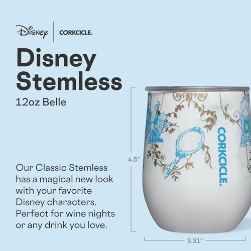 Corkcicle Stemless Insulated Wine Glass Tumbler - Keeps Beverages Cold 6 Hours & Hot 3 Hours - Stainless Steel - Easy-Grip - Summer Drinkware Gift - Keeps Drinks Ice Cold - 12 oz - Princess Belle - Image 2