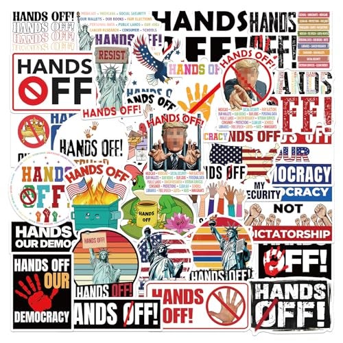 HighMount Hands Off Stickers Anti Trp Stickers 30Pcs Protest Vinyl Medicare Social Security Medicaid Immigrants Resist Signs Label Decal Easy Stick Removeable for Scarpbook Window Tumblers Water Bottles - Image 1