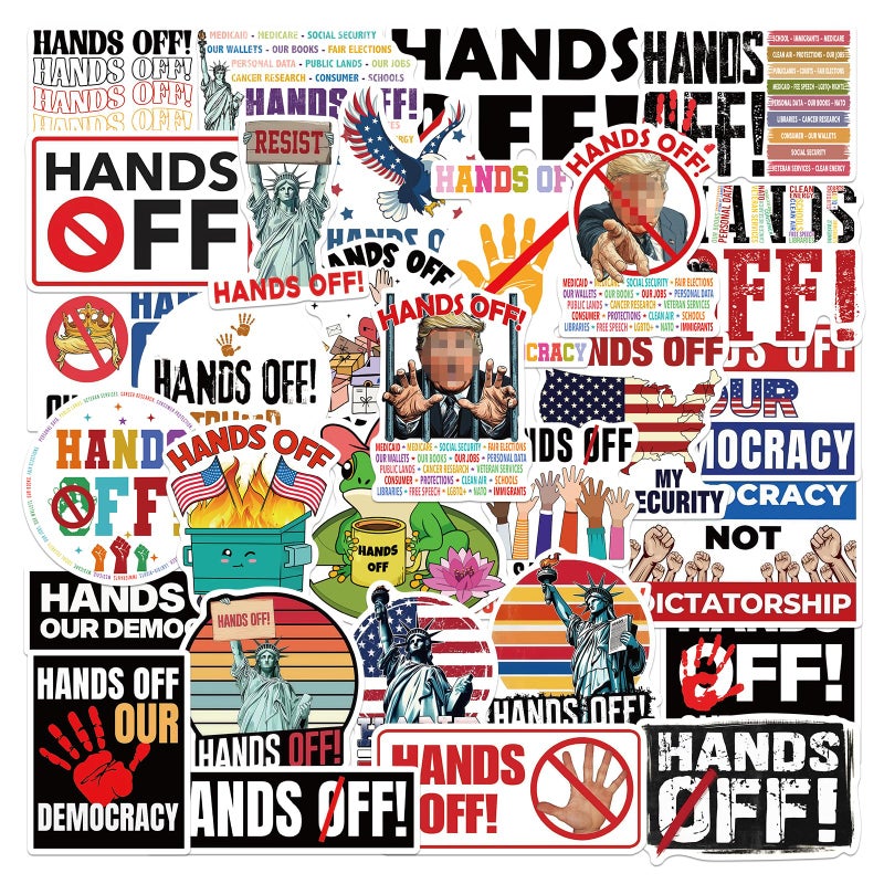 HighMount Hands Off Stickers Anti Trp Stickers 30Pcs Protest Vinyl Medicare Social Security Medicaid Immigrants Resist Signs Label Decal Easy Stick Removeable for Scarpbook Window Tumblers Water Bottles - Image 3