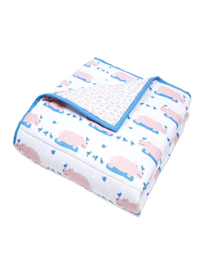Masilo Organic Cotton Quilted Blanket for Babies-Cradle Organic Cotton Softest Baby Blanket Quilt for Babies 0 to 3 Years - Happy As A Hippo, Hippo