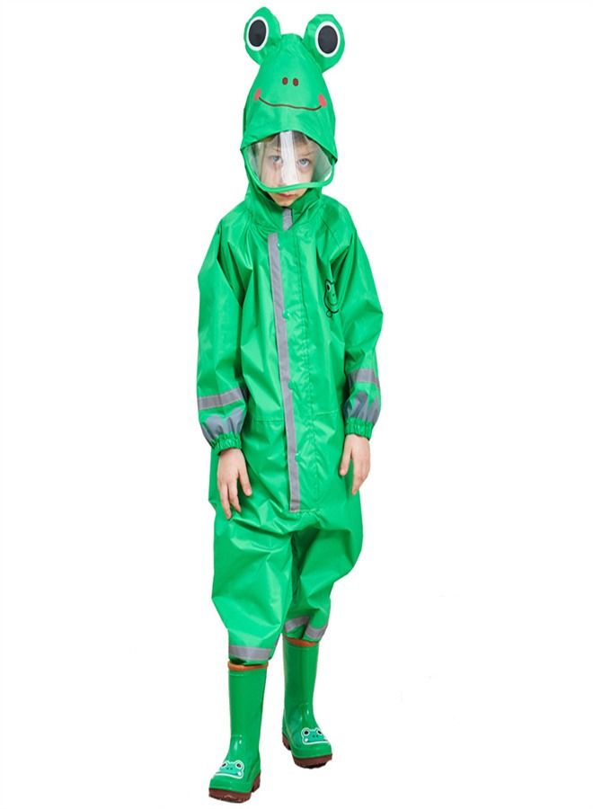 Loquat Children's Lightweight Hooded Poncho Reflective Strip One-Piece Raincoat  - Image 1