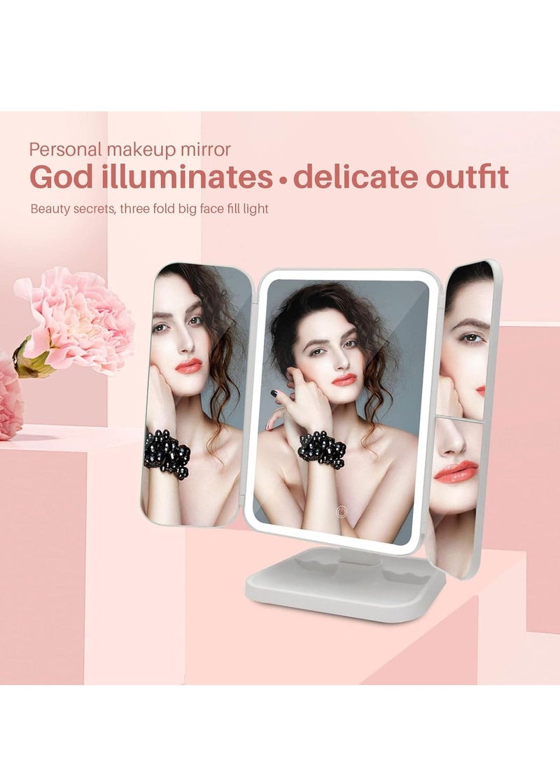 JAJEEK LED Makeup Mirror with 3 Color Lighting Modes & 52 LED Lights, High Definition Portable Mirror, 1x/2x/3x Magnification, Touch Control Design – Ideal for Flawless Makeup Application and Grooming  - Image 3