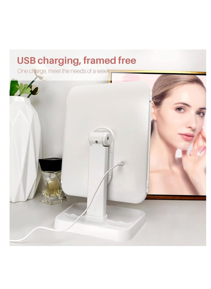 JAJEEK LED Makeup Mirror with 3 Color Lighting Modes & 52 LED Lights, High Definition Portable Mirror, 1x/2x/3x Magnification, Touch Control Design – Ideal for Flawless Makeup Application and Grooming  - Image 2