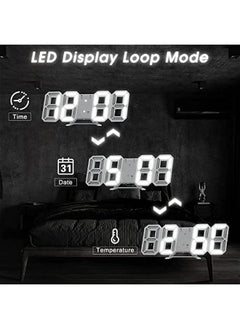 BWSJ 3D Digital Alarm Clock for Bedrooms LED Desk USB Electrify Digital Wall Alarm Clock for Home Living Room Office White)  - Image 4