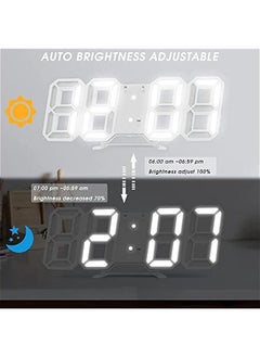 BWSJ 3D Digital Alarm Clock for Bedrooms LED Desk USB Electrify Digital Wall Alarm Clock for Home Living Room Office White)  - Image 5