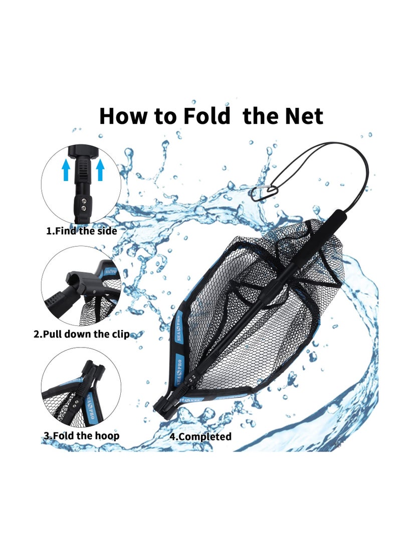 SYOSI Telescopic Fishing Landing Net, 1m Pole Collapsible Extensible Net for Bird Fish Catch, Lightweight Portable Fishing Landing Net for Salmon Carp, Ponds Floating Objects, Fishing Gifts for Men - Image 3