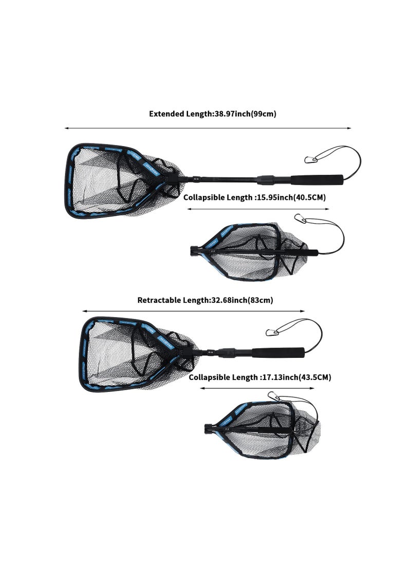SYOSI Telescopic Fishing Landing Net, 1m Pole Collapsible Extensible Net for Bird Fish Catch, Lightweight Portable Fishing Landing Net for Salmon Carp, Ponds Floating Objects, Fishing Gifts for Men - Image 2