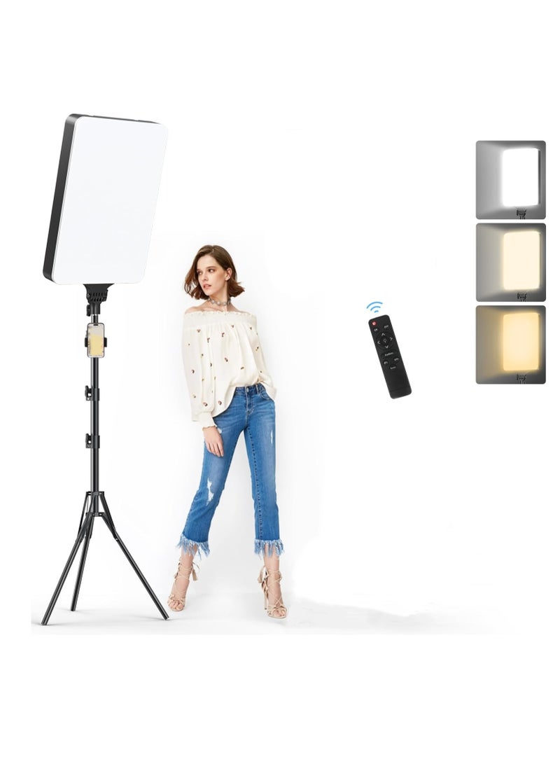 غرانفين طقم إضاءة فيديو LED مقاس 19 بوصة، إضاءة استوديو تصوير فوتوغرافي بقوة 65 وات تتراوح من 2700 إلى 7500 كلفن مع حامل ثلاثي القوائم وحامل هاتف لتسجيل الفيديو وبث الألعاب - Image 1