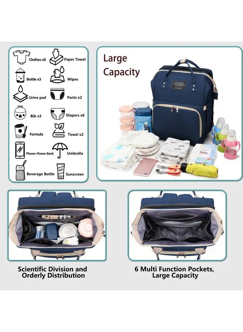 KITCHENOO Multifunctional Baby Diaper Bag Backpack with Portable Bassinet and Insulated Bottle Pockets  - Image 4