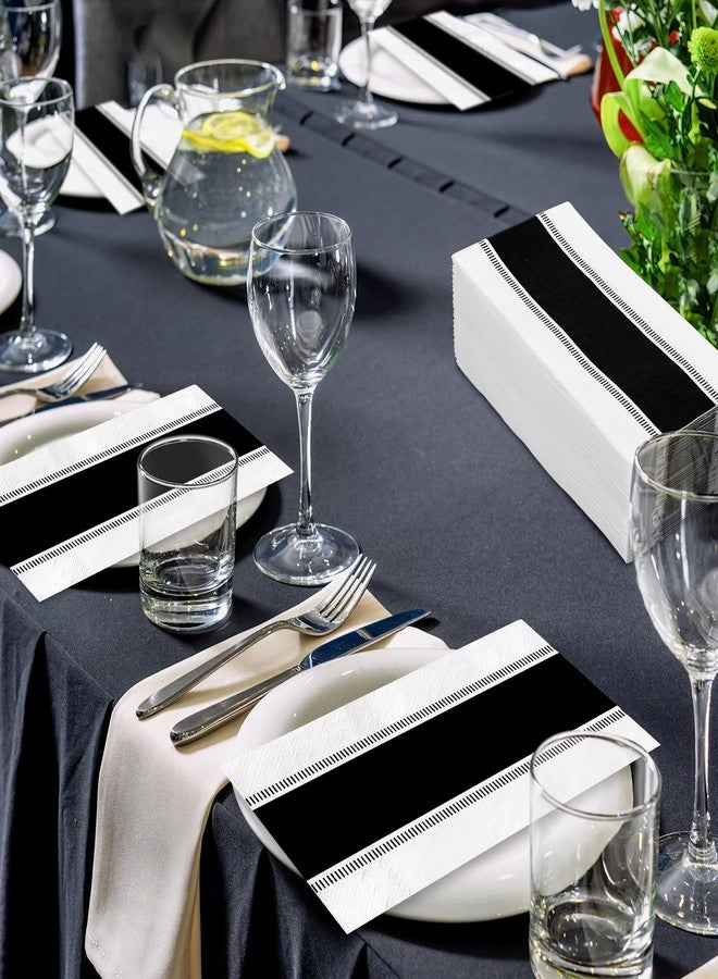 JarThenaAMCS 100Pcs Black and White Guest Napkins Stripe Disposable Paper Napkins Dinner Hand Napkin for Wedding Birthday Party Supplies - Image 5