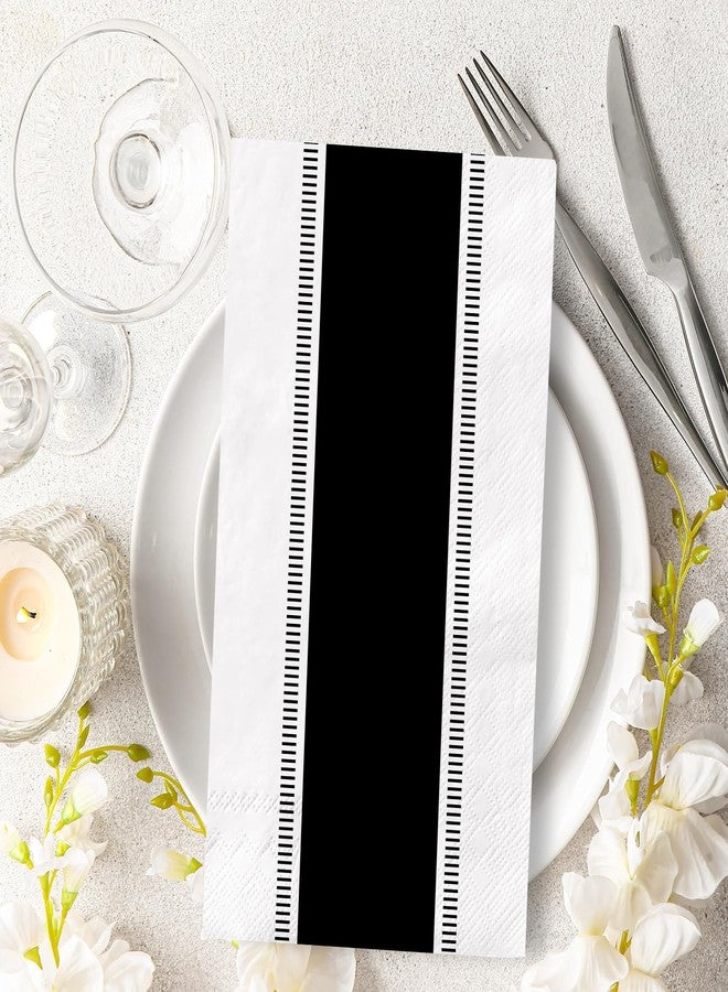 JarThenaAMCS 100Pcs Black and White Guest Napkins Stripe Disposable Paper Napkins Dinner Hand Napkin for Wedding Birthday Party Supplies - Image 3