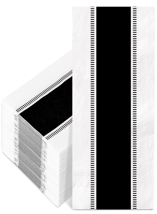 JarThenaAMCS 100Pcs Black and White Guest Napkins Stripe Disposable Paper Napkins Dinner Hand Napkin for Wedding Birthday Party Supplies - Image 1