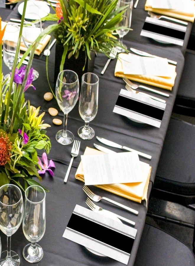 JarThenaAMCS 100Pcs Black and White Guest Napkins Stripe Disposable Paper Napkins Dinner Hand Napkin for Wedding Birthday Party Supplies - Image 4