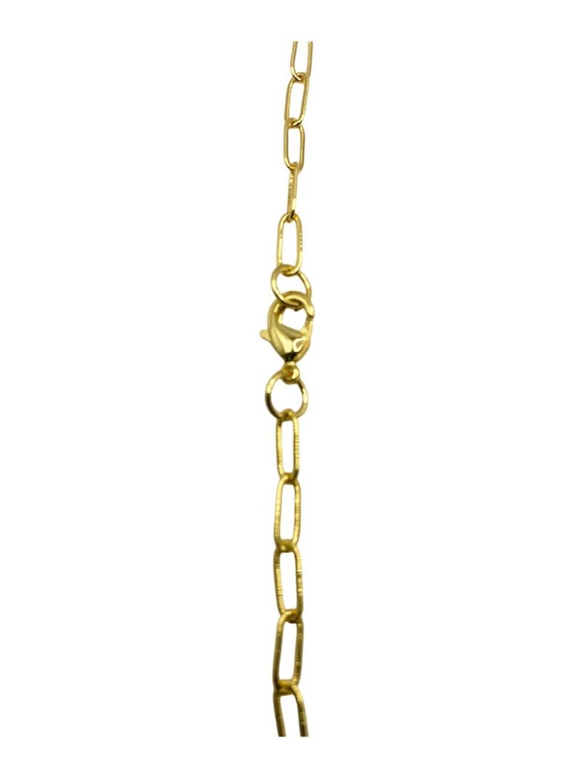 Influence Germany - Tiffany style Women's Gold Paperclip Chain Necklace with Oval Pendant and Crystal Accents - Image 4