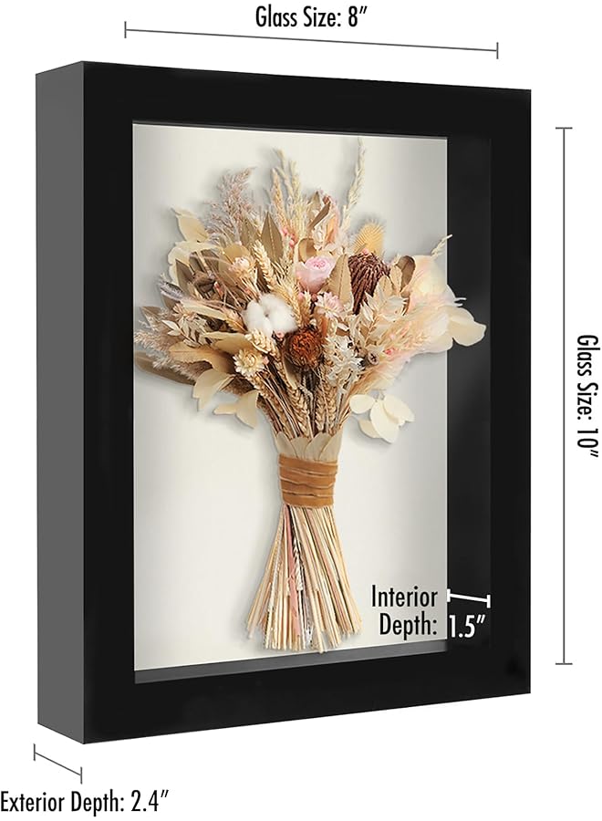 erorex 8X10 Shadow Box Frame With Shatter Resistant Glass Silhouette Collection Large Shadow Box Display Case For Tabletop And Wall Display Black With Soft Felt Back - Image 2