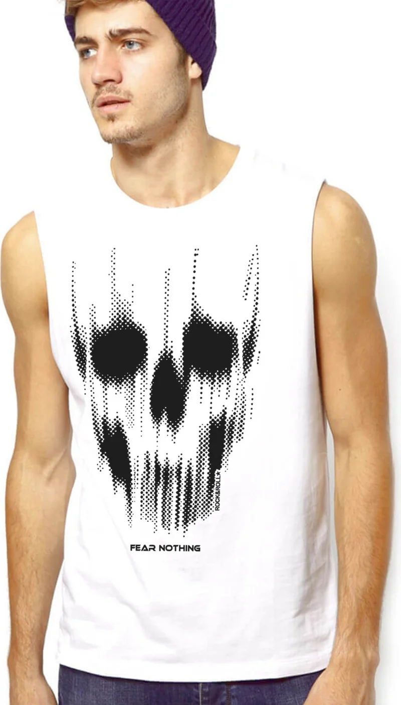 Matrix Skull White Men's Cut Sleeve / Sleeveless T-Shirt