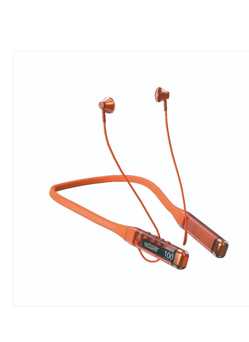 Topcore Neckband Bluetooth Earbuds, Wireless Bluetooth 5.0 Headphones with Microphone, Lightweight Comfort, Deep Bass, 32H Playtime, Magnetic Earphones Sport Headphones, Color Orange Clear  - Image 2