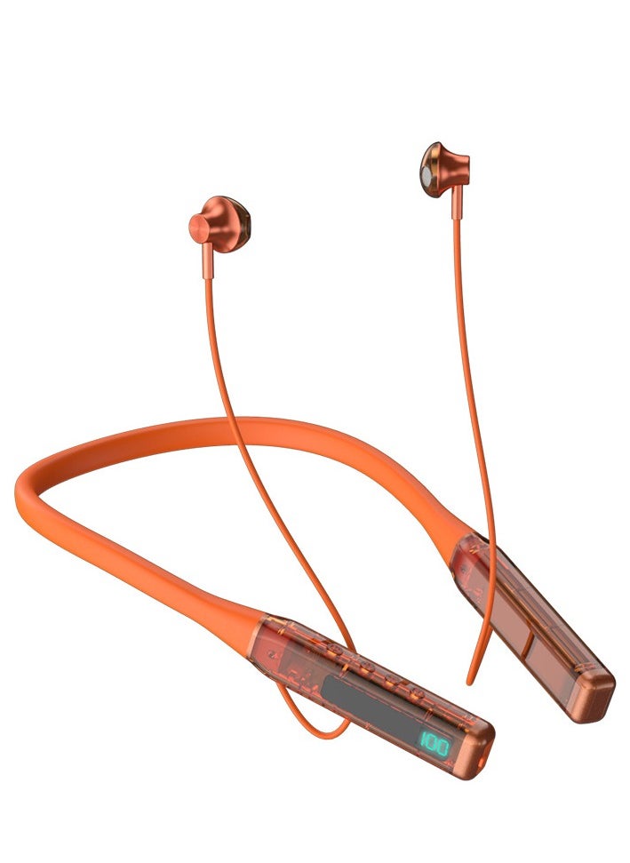 Topcore Neckband Bluetooth Earbuds, Wireless Bluetooth 5.0 Headphones with Microphone, Lightweight Comfort, Deep Bass, 32H Playtime, Magnetic Earphones Sport Headphones, Color Orange Clear  - Image 1
