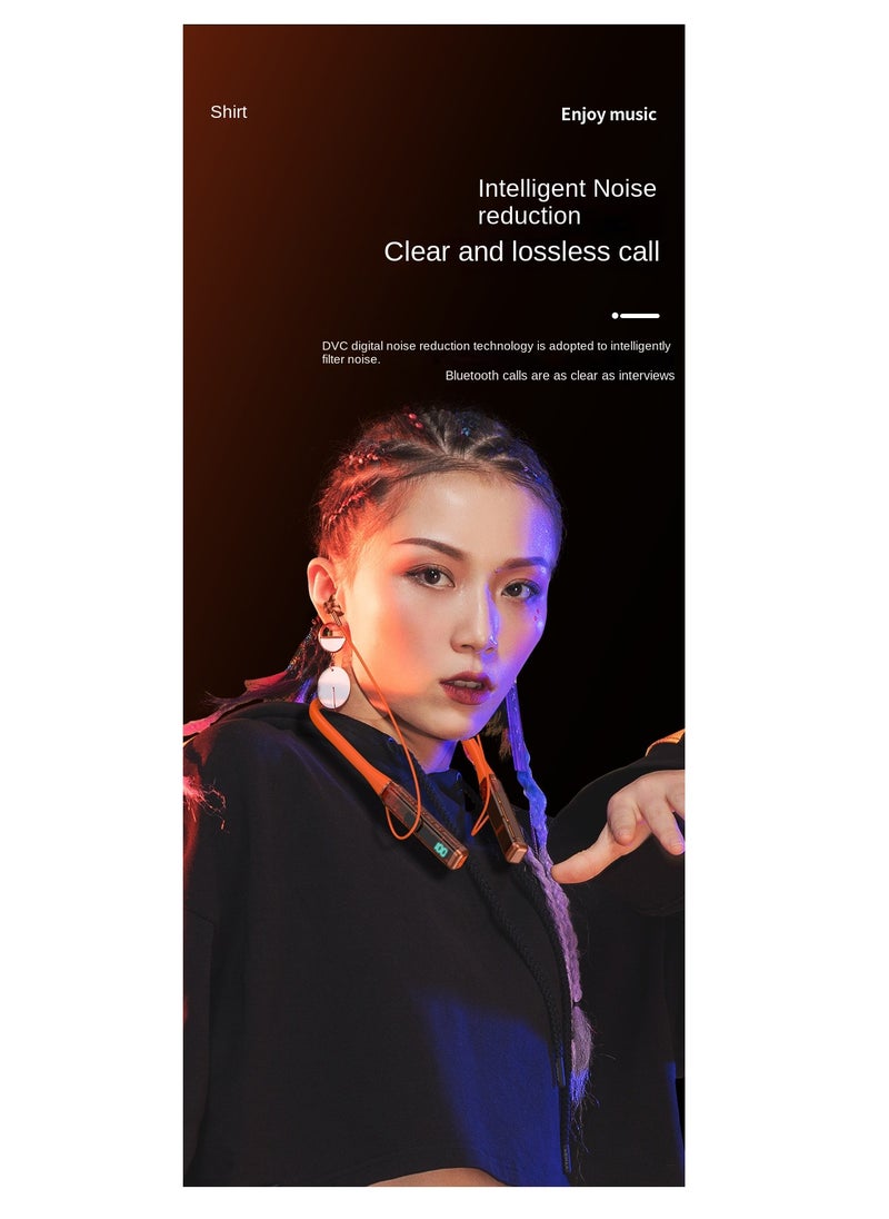 Topcore Neckband Bluetooth Earbuds, Wireless Bluetooth 5.0 Headphones with Microphone, Lightweight Comfort, Deep Bass, 32H Playtime, Magnetic Earphones Sport Headphones, Color Orange Clear  - Image 4