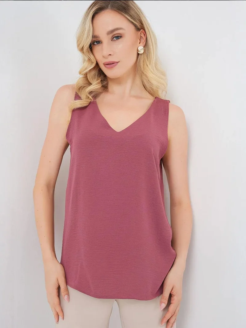 BIG DART BDART Textured V-Neck Sleeveless Blouse