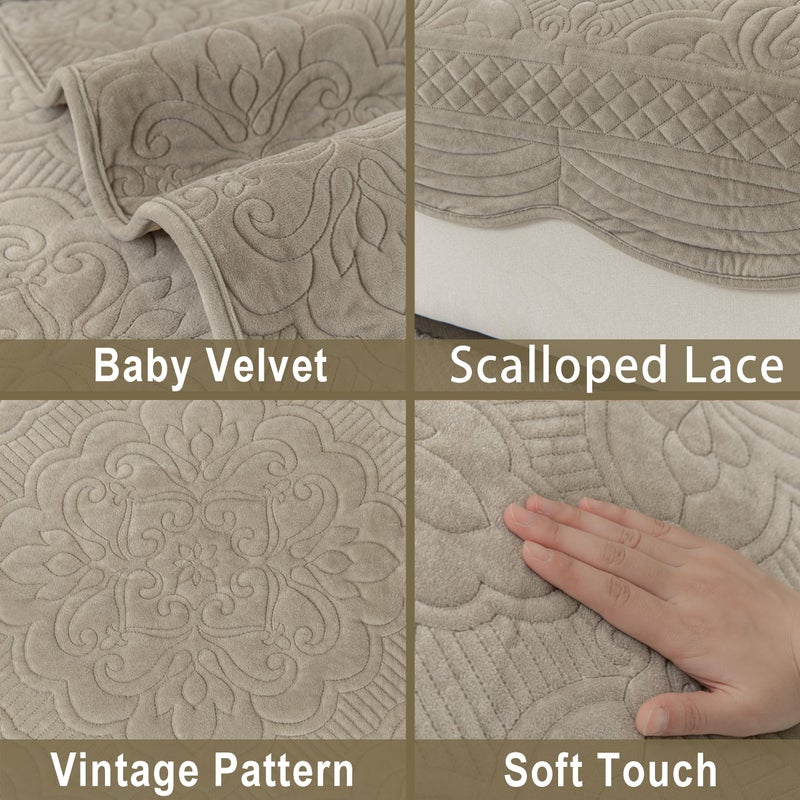 KaviKon Couch Cover Sofa Covers Washable, Velvet Fleece Sofa Slipcovers for 3 Cushion Couch, Non-Slip Furniture Protector for Dog Pet, L Shaped Recliner Sectional Couch Cover Taupe,36"X71"(Only 1 Pcs) - Image 4