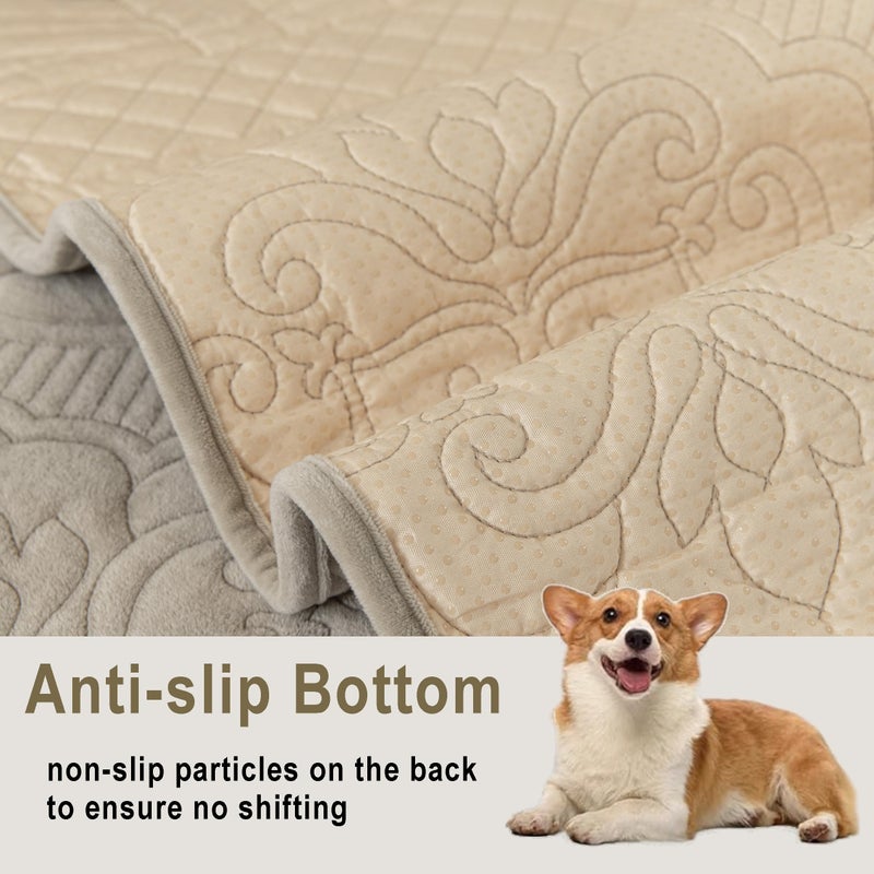 KaviKon Couch Cover Sofa Covers Washable, Velvet Fleece Sofa Slipcovers for 3 Cushion Couch, Non-Slip Furniture Protector for Dog Pet, L Shaped Recliner Sectional Couch Cover Taupe,36"X71"(Only 1 Pcs) - Image 3
