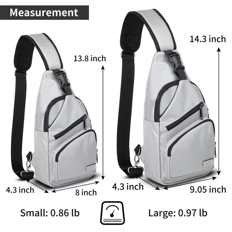 إيه إم جيه Crossbody Sling Bag Men Women, Casual Shoulder Backpack, Chest Daypack Satchel for Hiking Travel (Large, White Gray) - Image 2