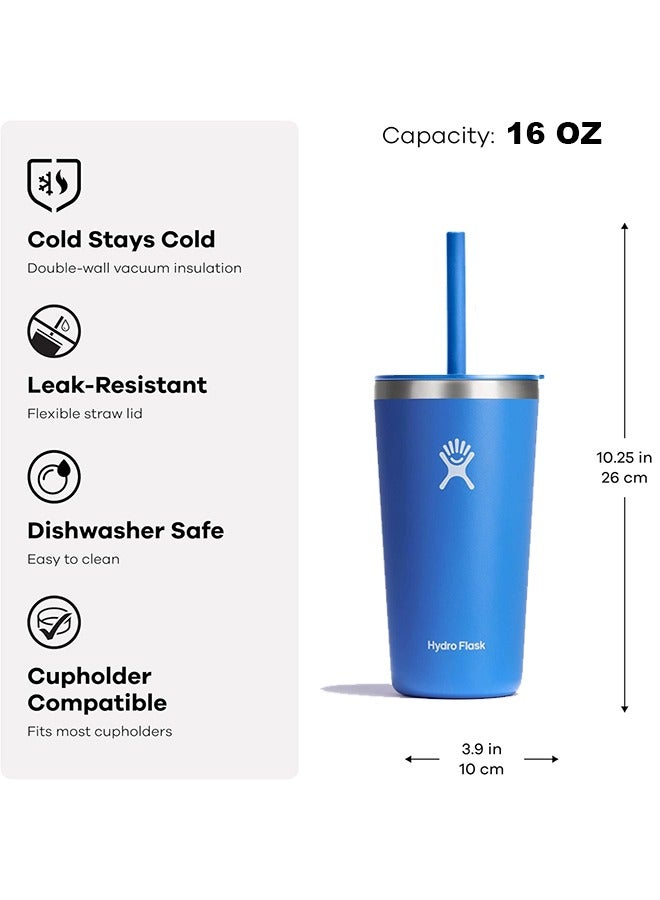 Hydro Flask 16 oz All Around Tumbler with Straw Lid and stainless steel double-wall vacuum insulation  Tumbler BPA-Free - Image 2