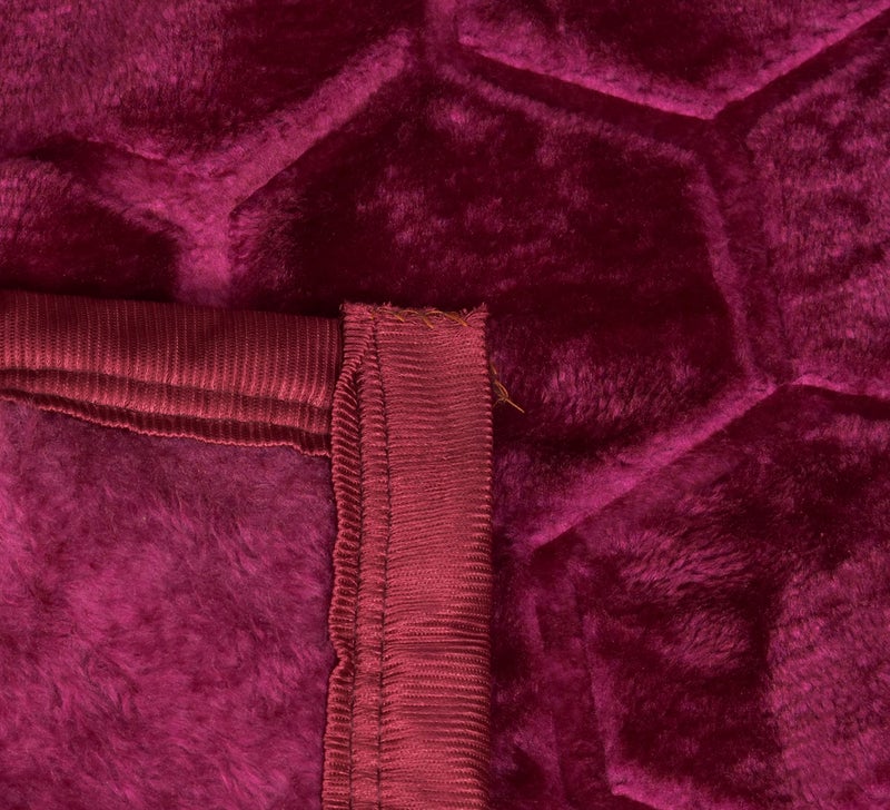 BENAVJI Mink Floral Embossed Super Soft AC Bed Velvet for Winter Blanket (Single, Burgundy) - Image 5
