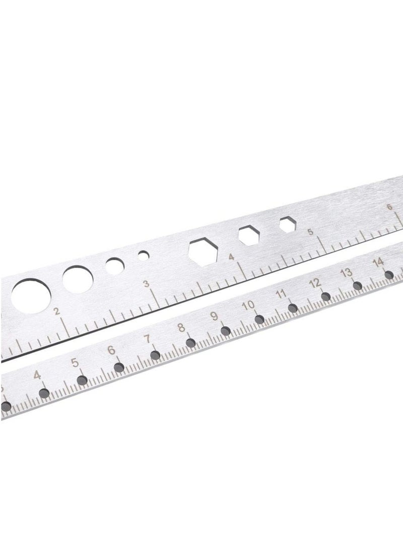 KASTWAVE Multi-functional Metal Ruler Stainless Steel Multifunctional Scale Ruler Protractor Figure Drafting Measuring Tool for Architect Engineers Office School 11.8in/30 cm. - Image 5