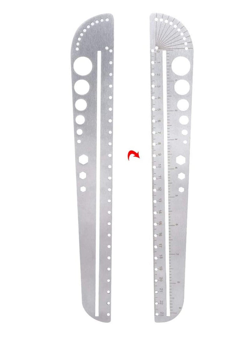 KASTWAVE Multi-functional Metal Ruler Stainless Steel Multifunctional Scale Ruler Protractor Figure Drafting Measuring Tool for Architect Engineers Office School 11.8in/30 cm. - Image 3