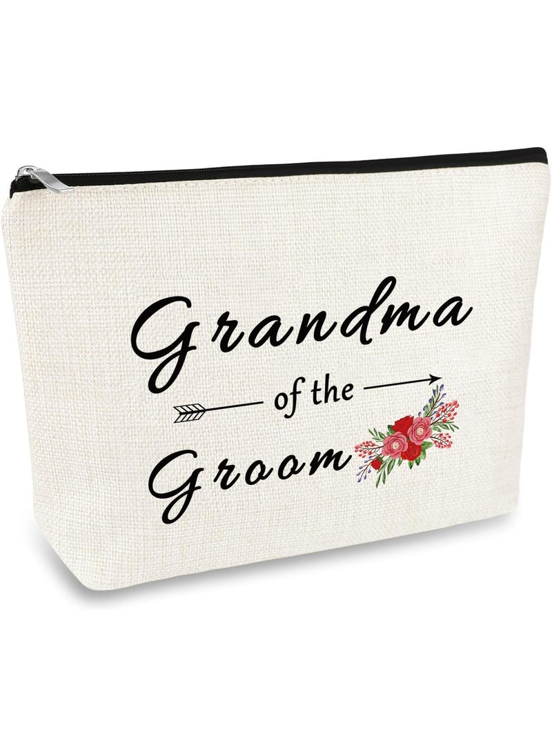 Mikela Grandma of The Groom Gifts Makeup Bag Grandmother of the Groom Gift Wedding Party Bridal Shower Engagement Birthday Gift for Grandma of the Groom Grandmother Gift from Grandson Cosmetic Bag Pouch 
