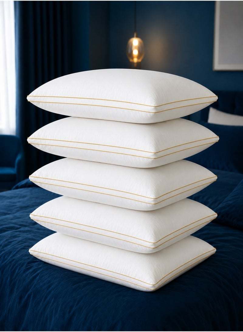 House One 5 Piece | Luxury Sleeping Pillow with Microfiber Filling, Elegant Double Gold Trim & Comfortable Support – 1000g - Image 1