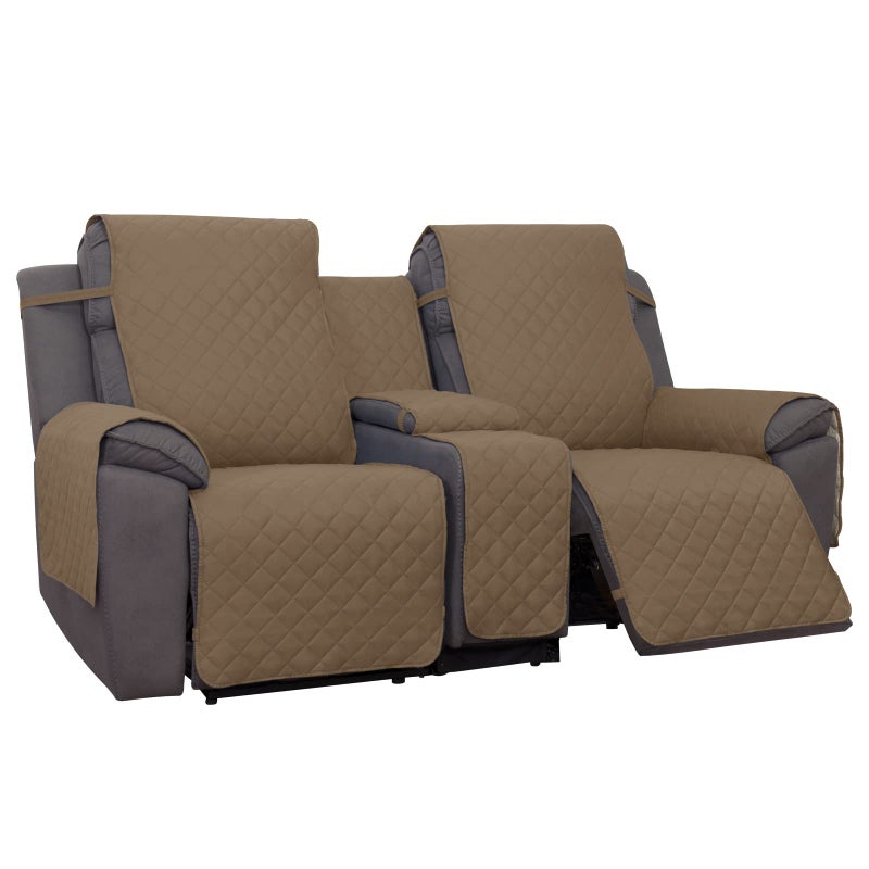 PureFit Water Resistant Reversible Loveseat Recliner Couch Cover for Double Recliner with Console  Non Slip Split Sofa Cover Washable Reclining Cover for 2 Seat Recliner 2 Seat CamelIvory
