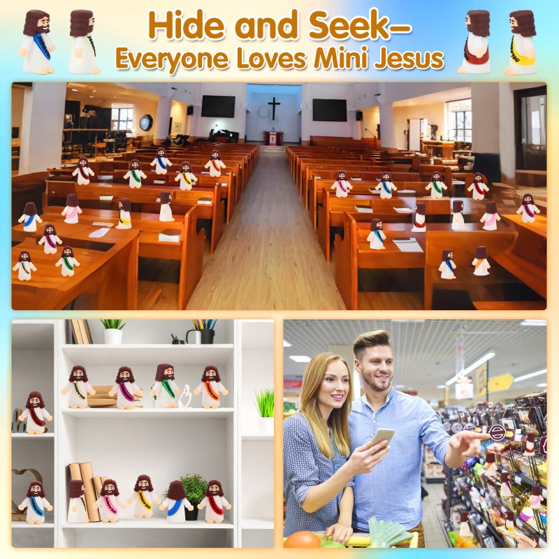 Siwarm Easter Egg Fillers- 50 Pcs Little Jesus Figures, Multicolor Mini Jesus Figurines in Bulk, Jesus Easter Gifts for Basket Stuffers, Tiny Jesus Figures to Hide and Seek for Kis Easter Party Favors - Image 5