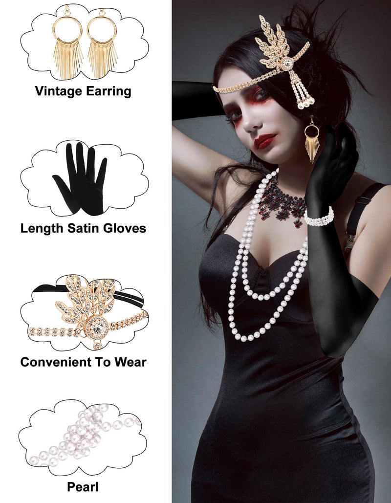 PLULON 6 Pcs 1920s Accessories for Women, Great Gatsby Flapper Dress Accessories Fashion Roaring 20s Costume for Women - Image 3