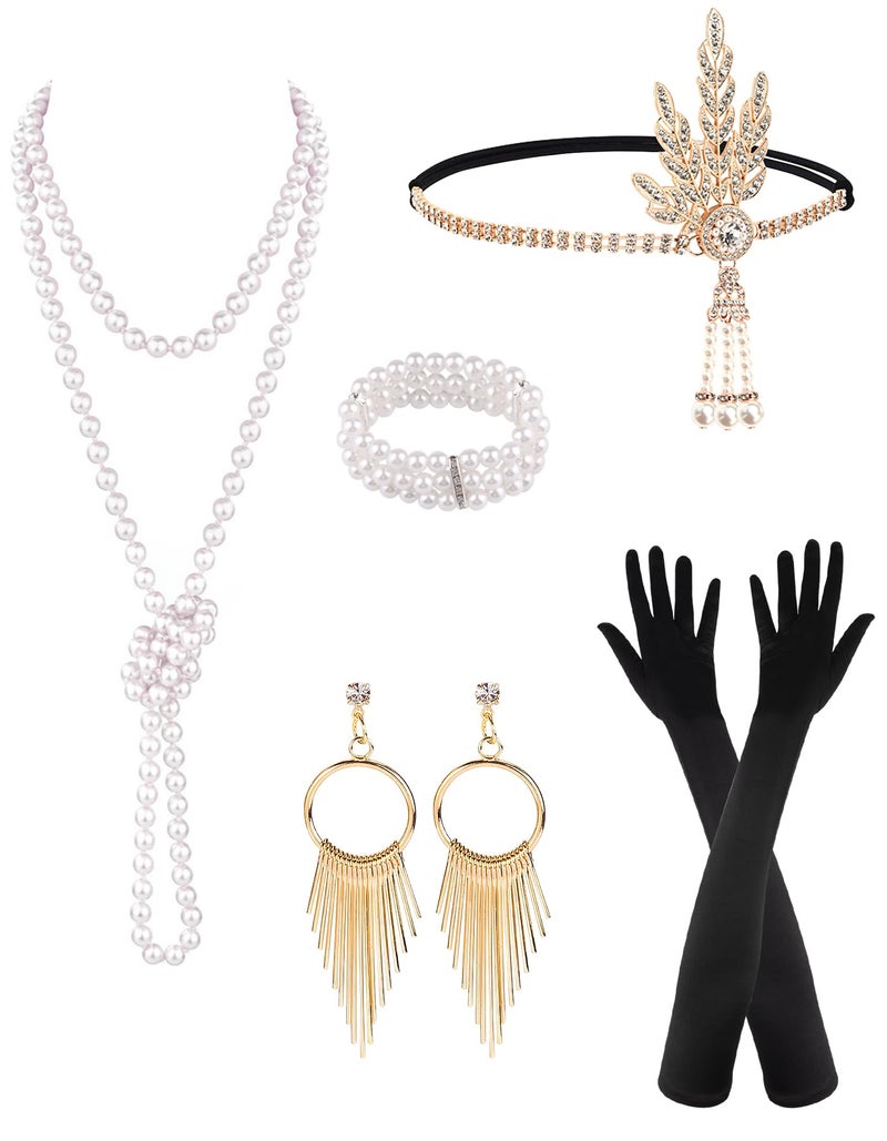 PLULON 6 Pcs 1920s Accessories for Women, Great Gatsby Flapper Dress Accessories Fashion Roaring 20s Costume for Women - Image 1
