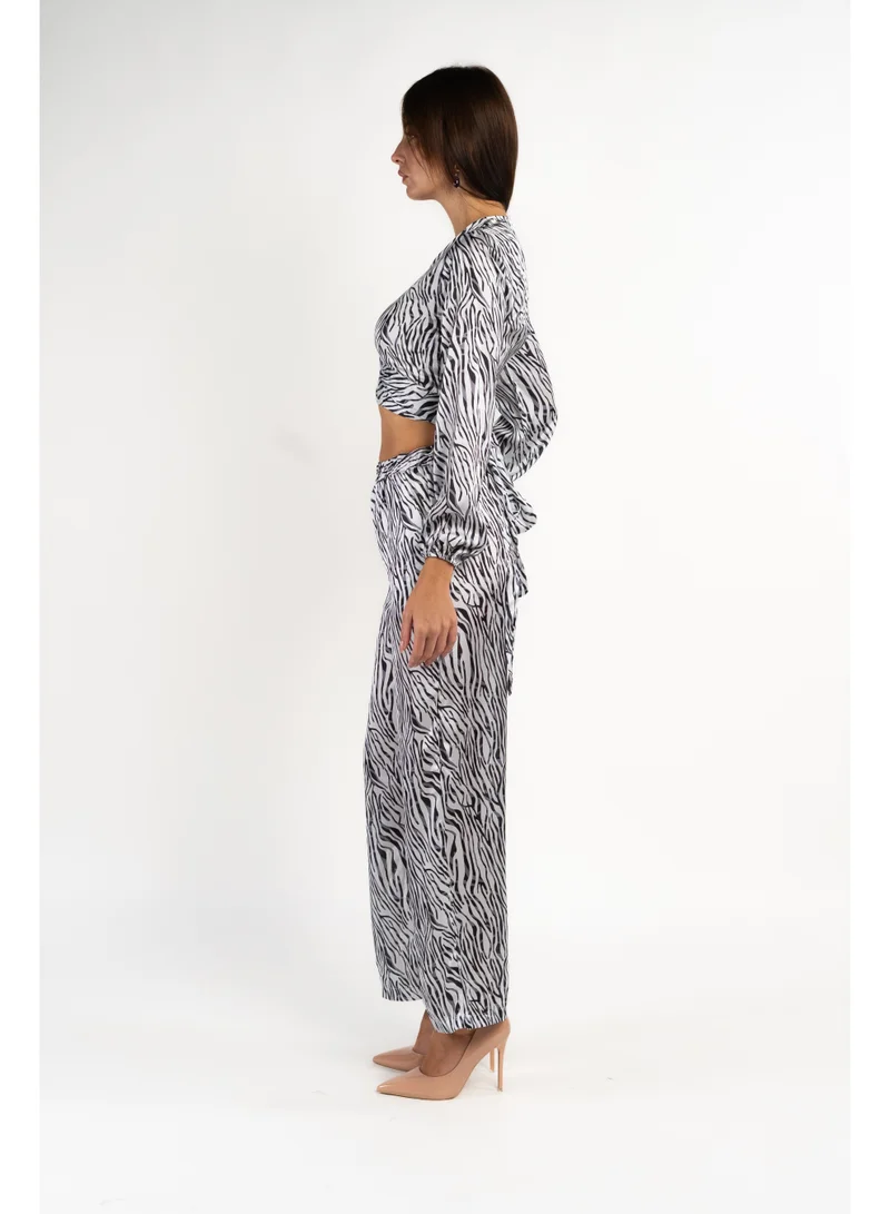 Fashonara  Zebra Print Crop Top and Pants Co-Ord Set for Women | Best Price UAE